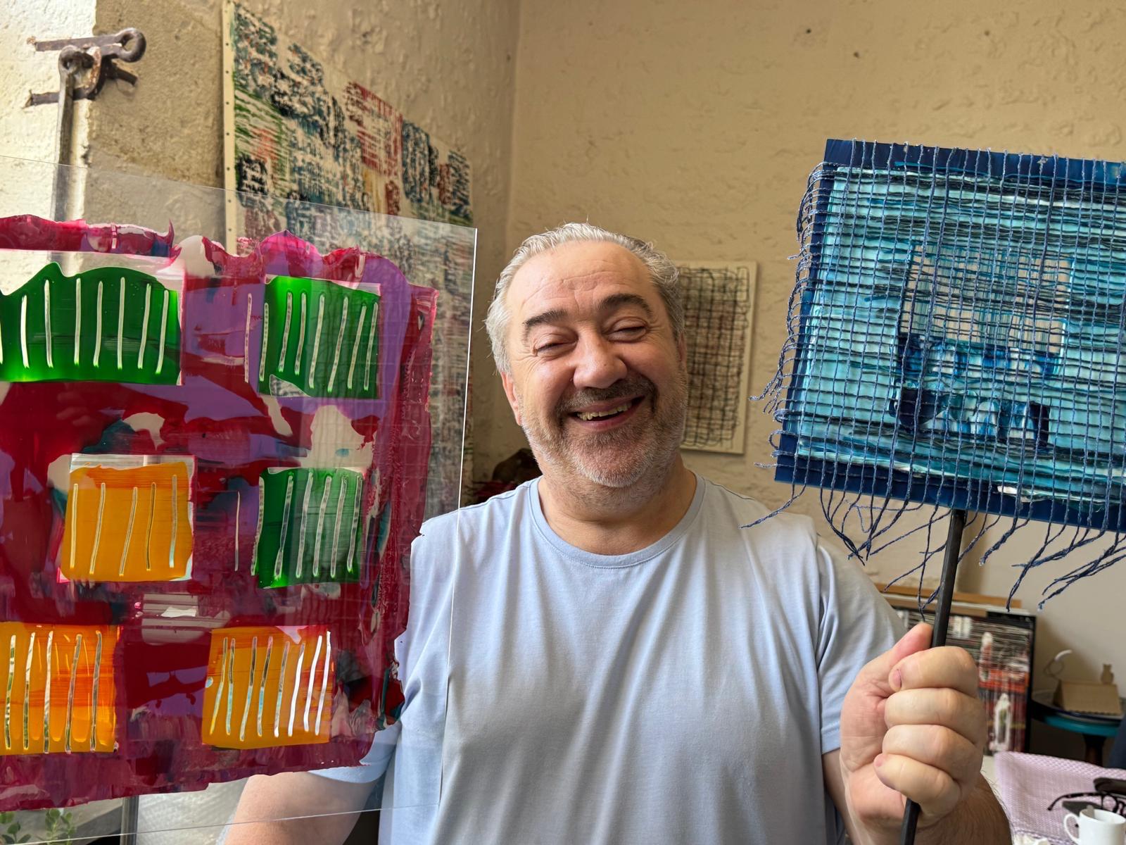 Marc Bertin at work in his studio